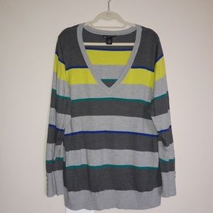 Lane Bryant gray yellow v-neck sweater plus 26/28